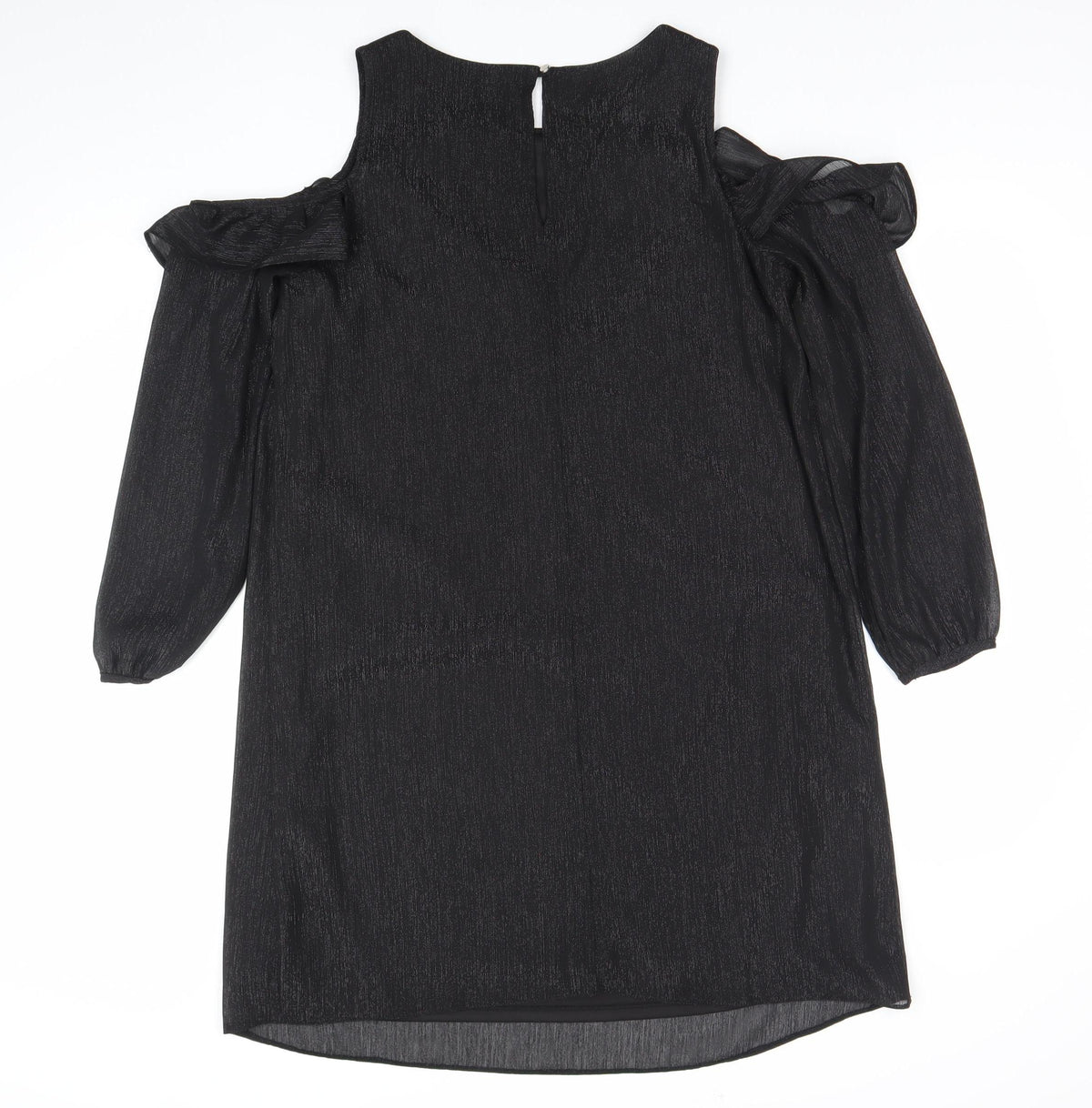 Wallis Women’s Black Cold Shoulder Ruffle Shift Dress Size 14