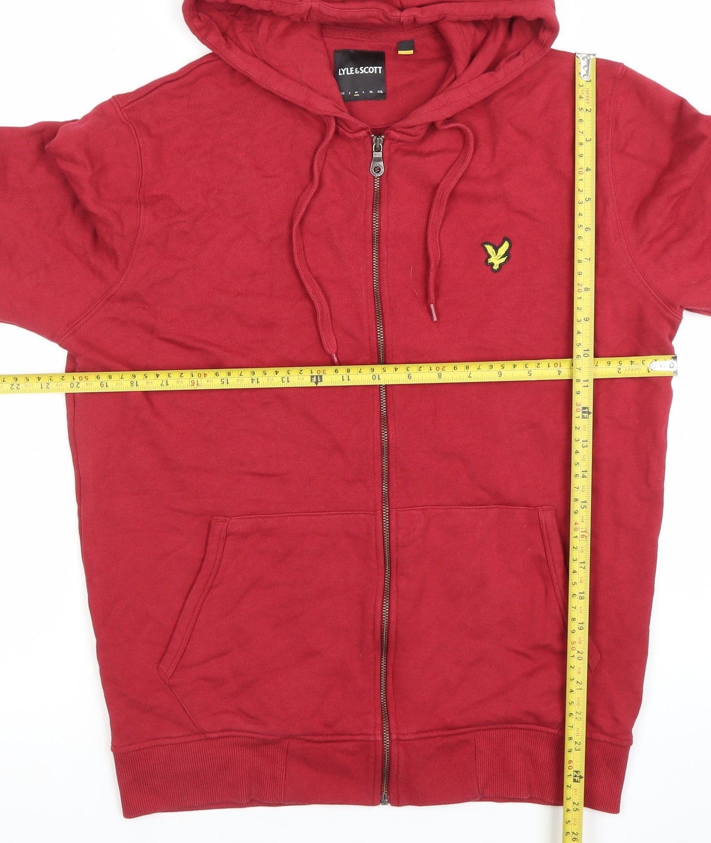 Lyle & Scott Men's Red Full Zip Hoodie Size S Cotton Casual