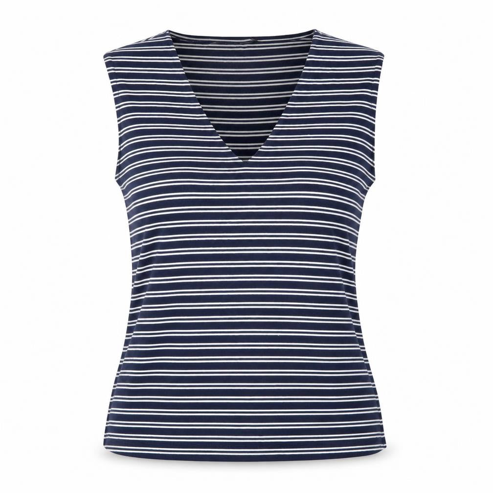 Dunnes Women’s Blue Striped Sleeveless V-Neck Tank Top L