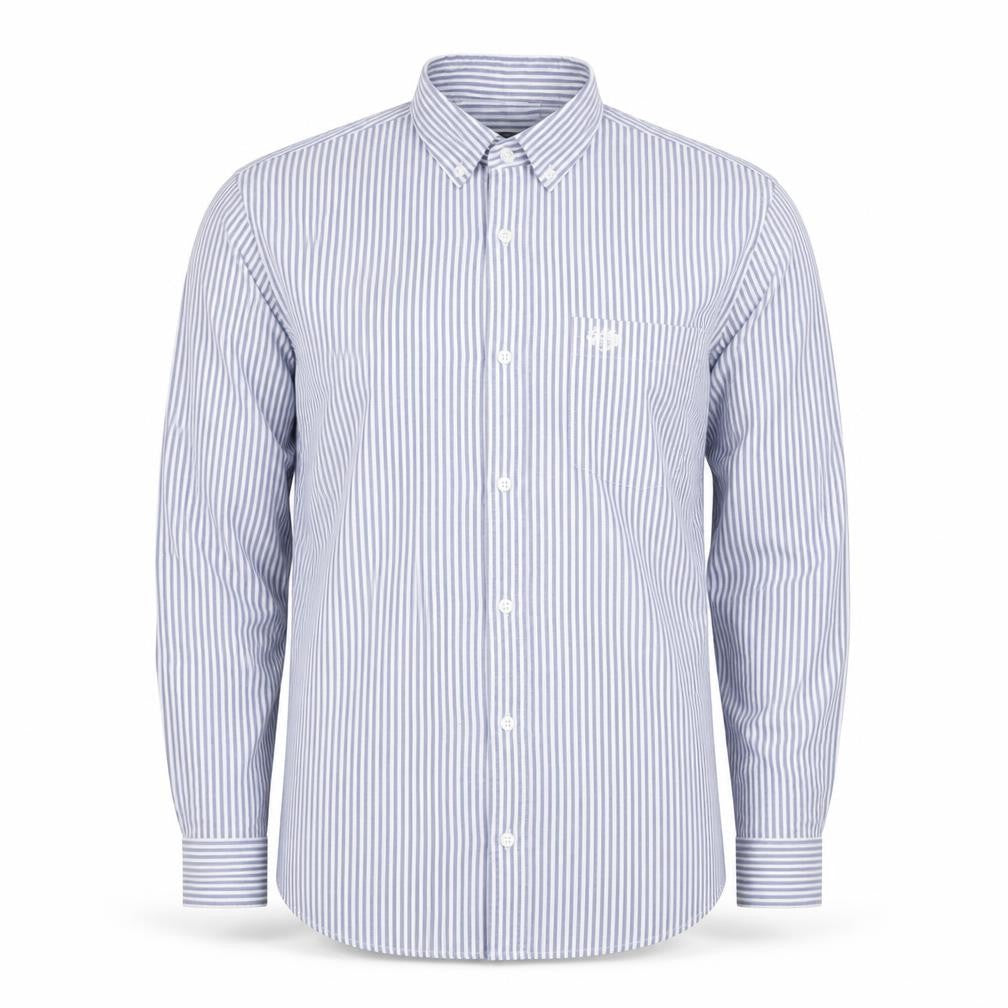 Paul Costelloe Living Men's Blue White Striped Cotton Shirt Size M Regular Fit