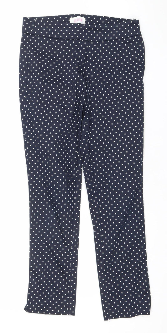 Savior Women Blue Polka Dot Cotton Blend Stretch Leggings Size 8