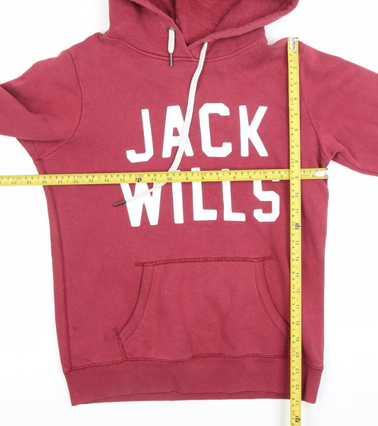 Jack Wills Womens Red Pullover Hoodie Size M Cotton Blend Casual