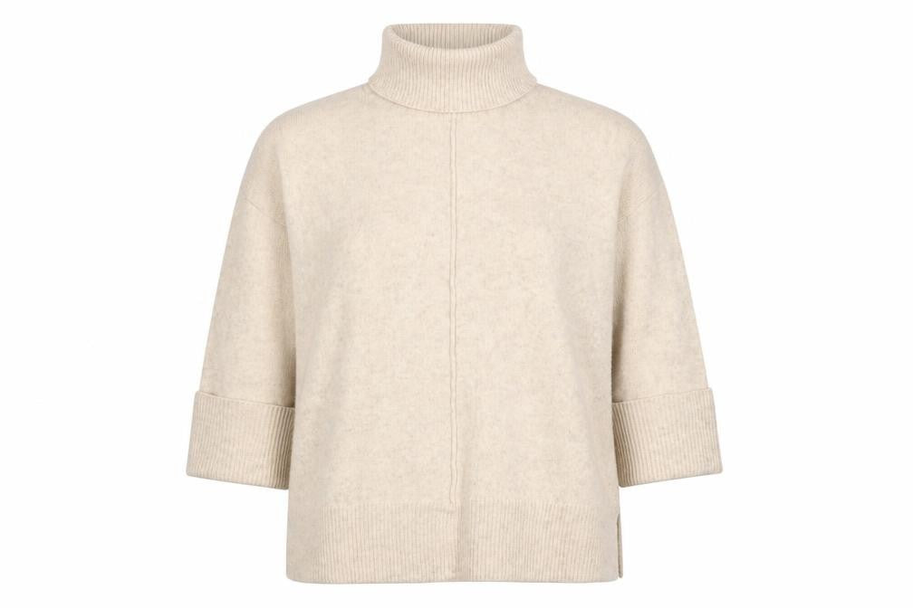 Front view of Dunnes Women’s Beige Wool Blend Roll Neck jumper XL