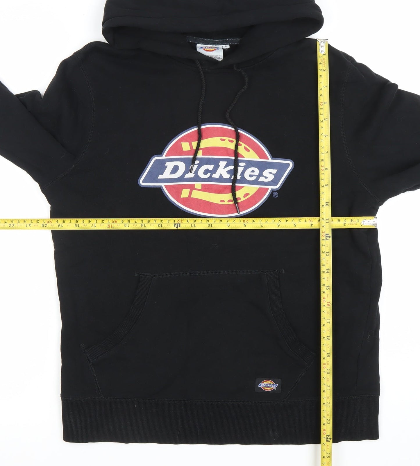 Dickies Men's Black Pullover Hoodie L Logo Sweatshirt