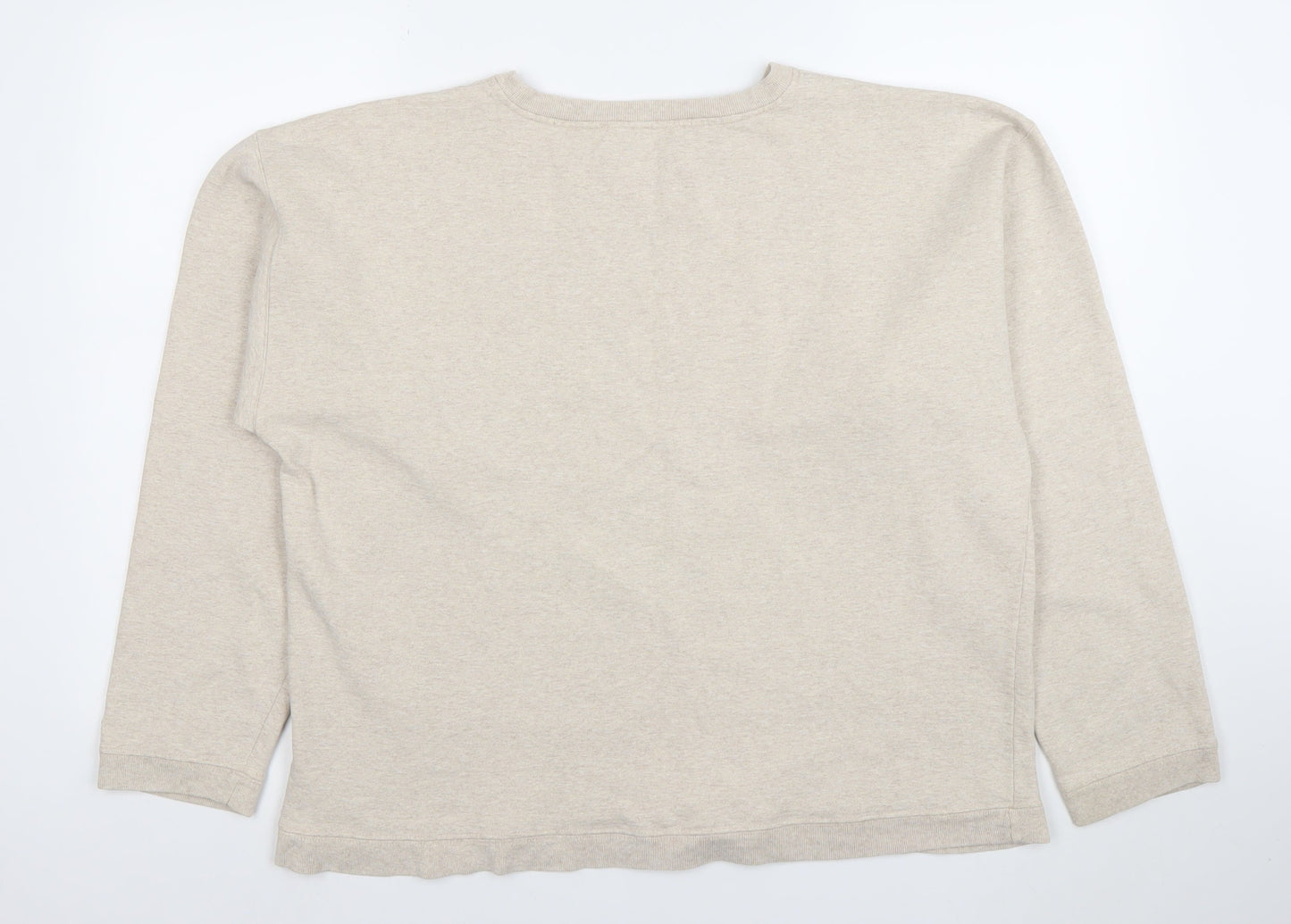 Tommy Hilfiger Women Beige Logo Pullover Sweatshirt L Cotton