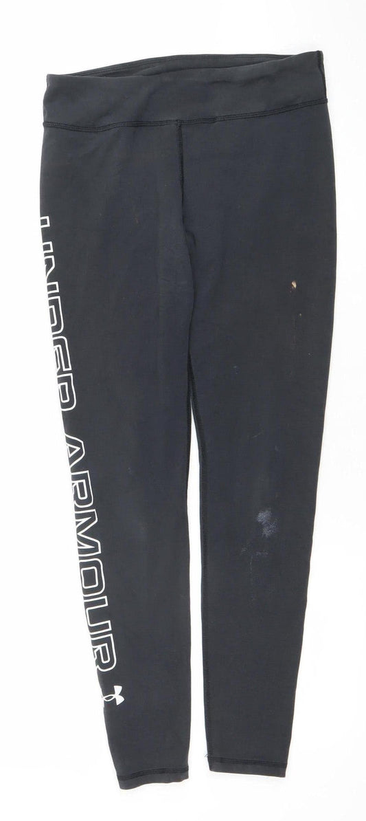 Under Armour Women Black Medium Fitted Leggings Gym Training Stretch