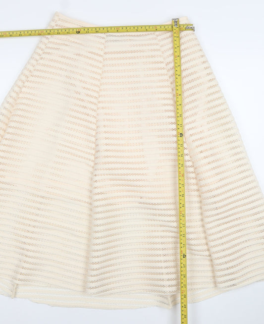 Amber Women Ivory Size 14 A-Line Lace Knee Length Skirt