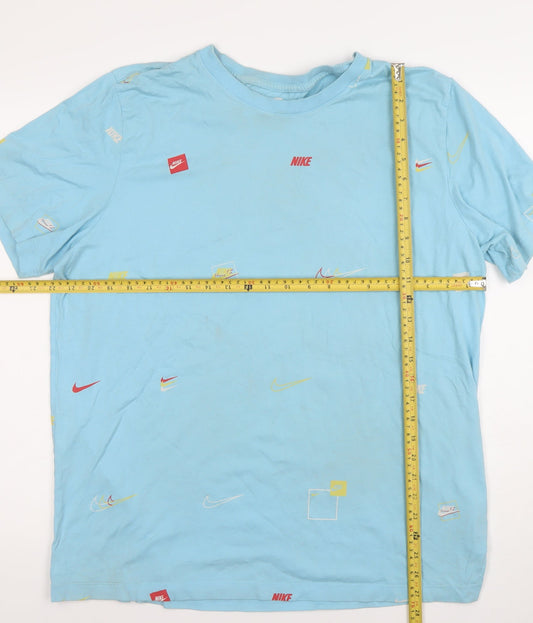 Nike Men's Blue Graphic Print Crew Neck Short Sleeve T-Shirt XL