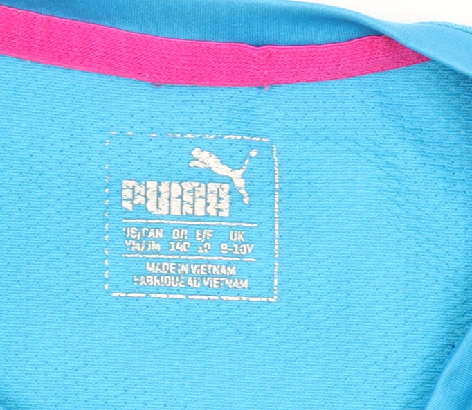 Puma Boys Blue Italia Football Jersey T-Shirt 9-10 Years Breathable Sportswear