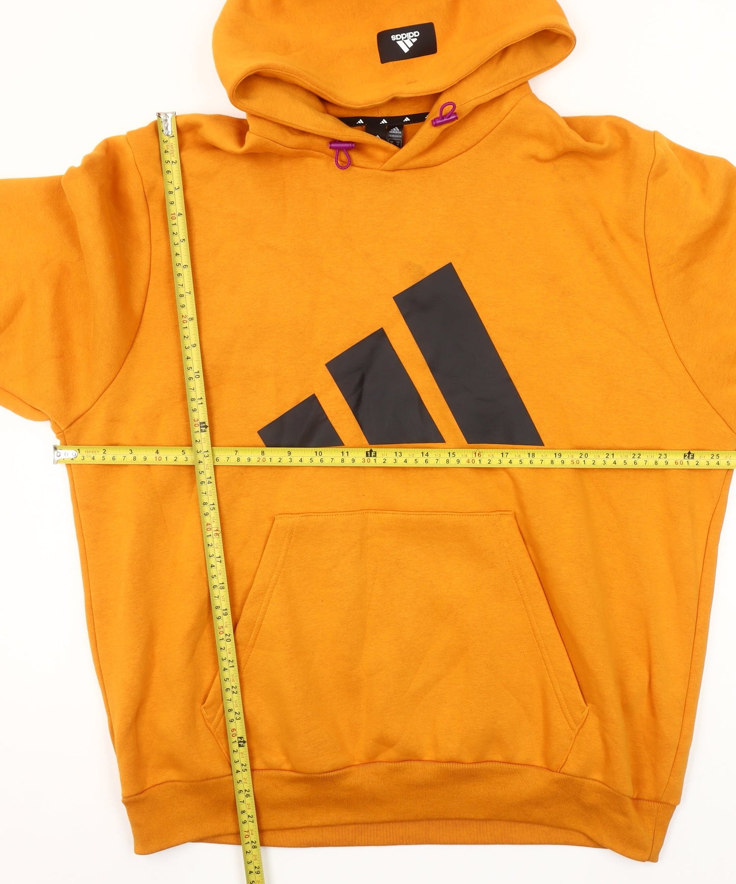 Adidas Men's Orange XL Pullover Hoodie with Logo Graphic