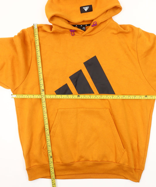 Adidas Men's Orange XL Pullover Hoodie with Logo Graphic