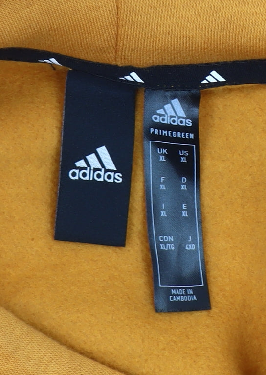 Adidas Men's Orange XL Pullover Hoodie with Logo Graphic