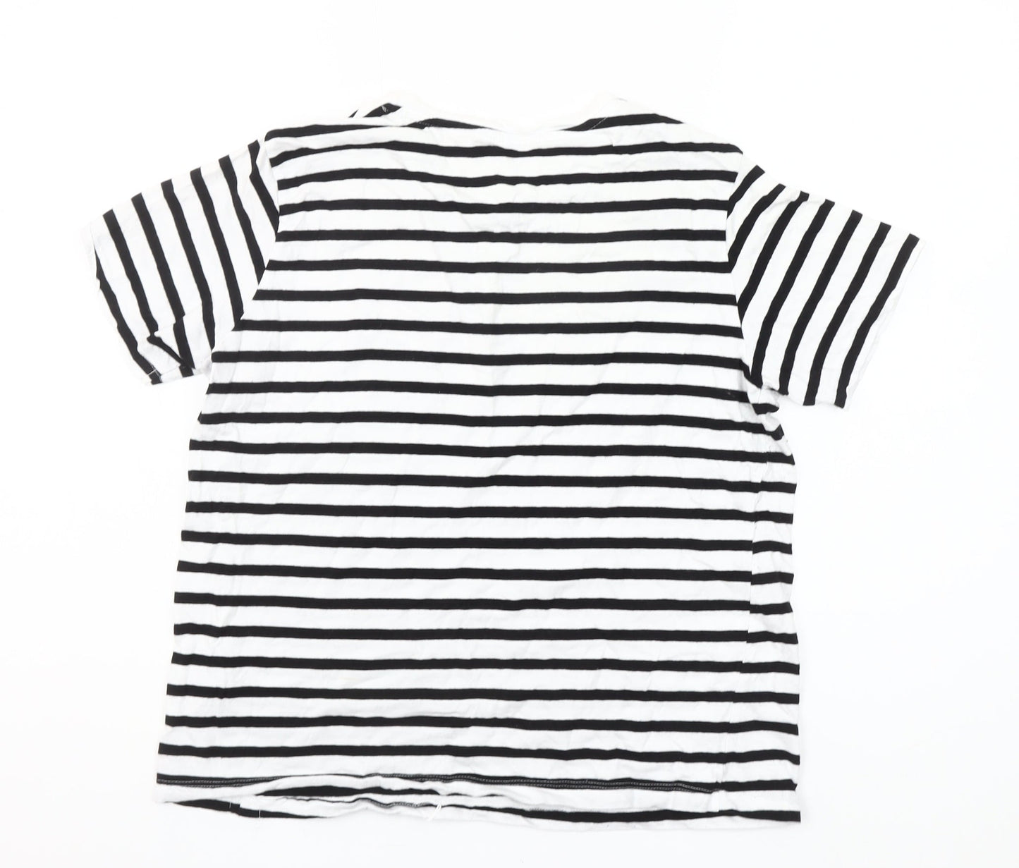 Dunnes Stores Women's Black White Striped Amour Cotton T-Shirt Size 14