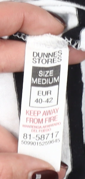 Dunnes Stores Women's Black White Striped Amour Cotton T-Shirt Size 14