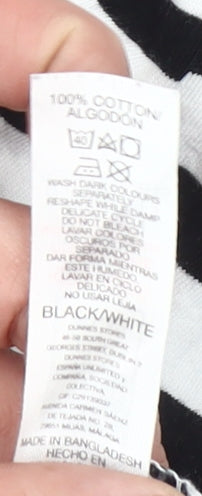Dunnes Stores Women's Black White Striped Amour Cotton T-Shirt Size 14
