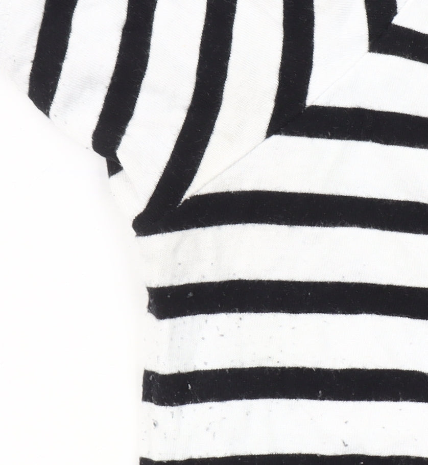 Dunnes Stores Women's Black White Striped Amour Cotton T-Shirt Size 14