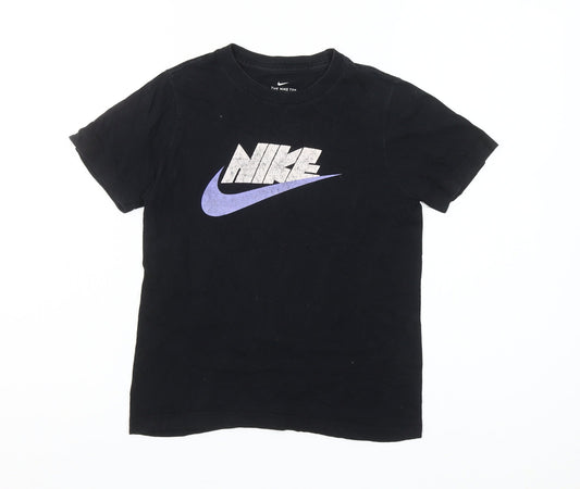 Nike Boys Black Small Graphic Print Short Sleeve T-Shirt