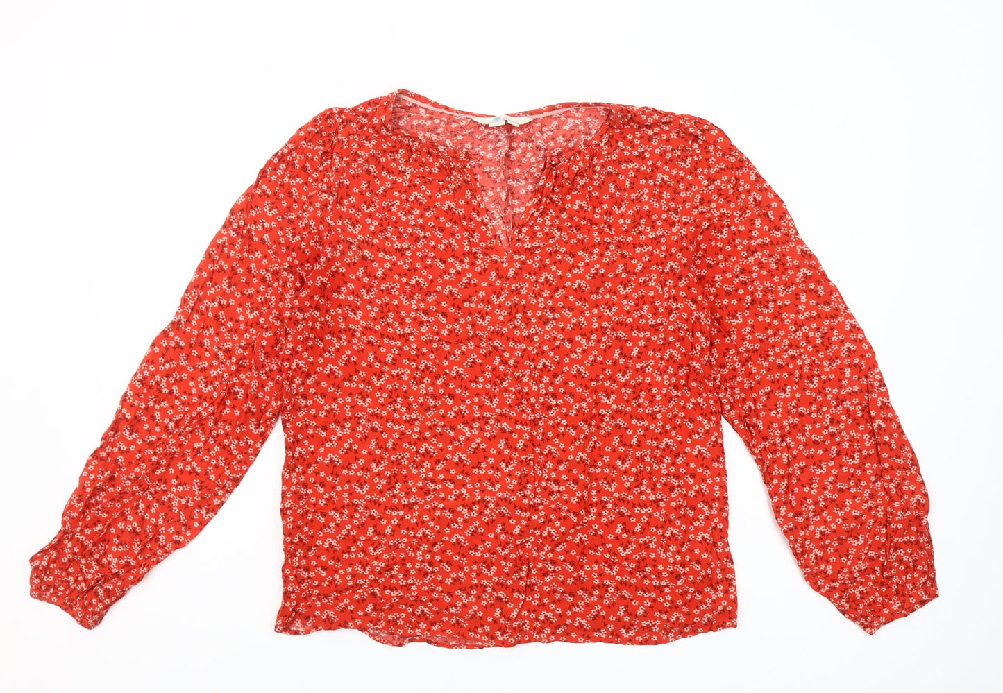 Boden Women’s Red Floral Viscose Tunic Blouse UK 8 Long Sleeve