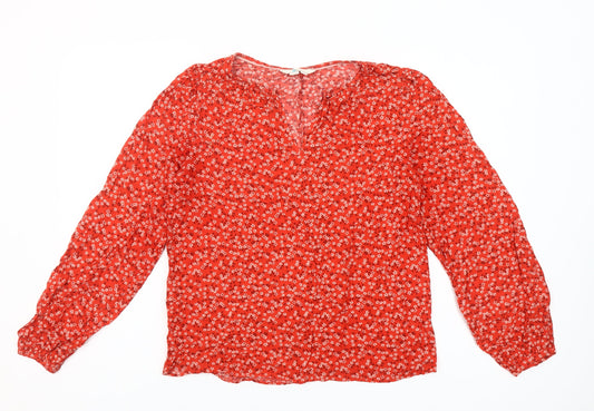 Boden Women’s Red Floral Viscose Tunic Blouse UK 8 Long Sleeve