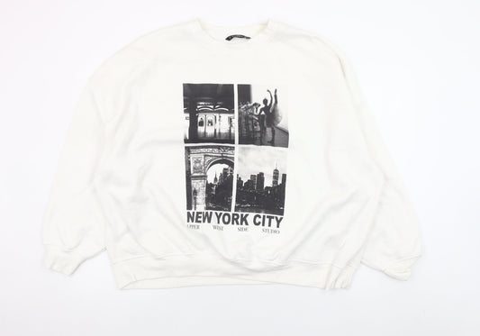 Dunnes Womens White New York City Graphic Pullover Sweatshirt XXL