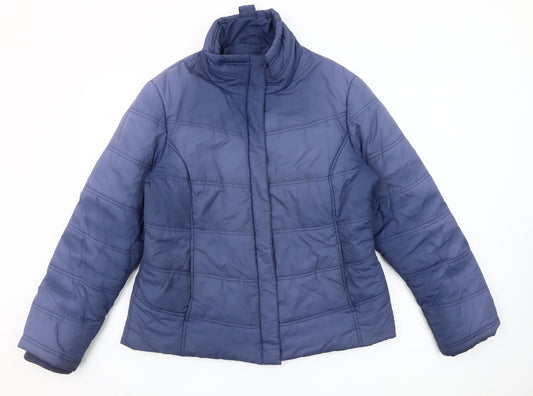 Jaeger Women's Blue Puffer Jacket Size 16 Quilted Winter Coat