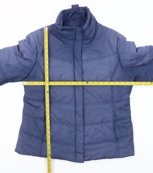 Jaeger Women's Blue Puffer Jacket Size 16 Quilted Winter Coat