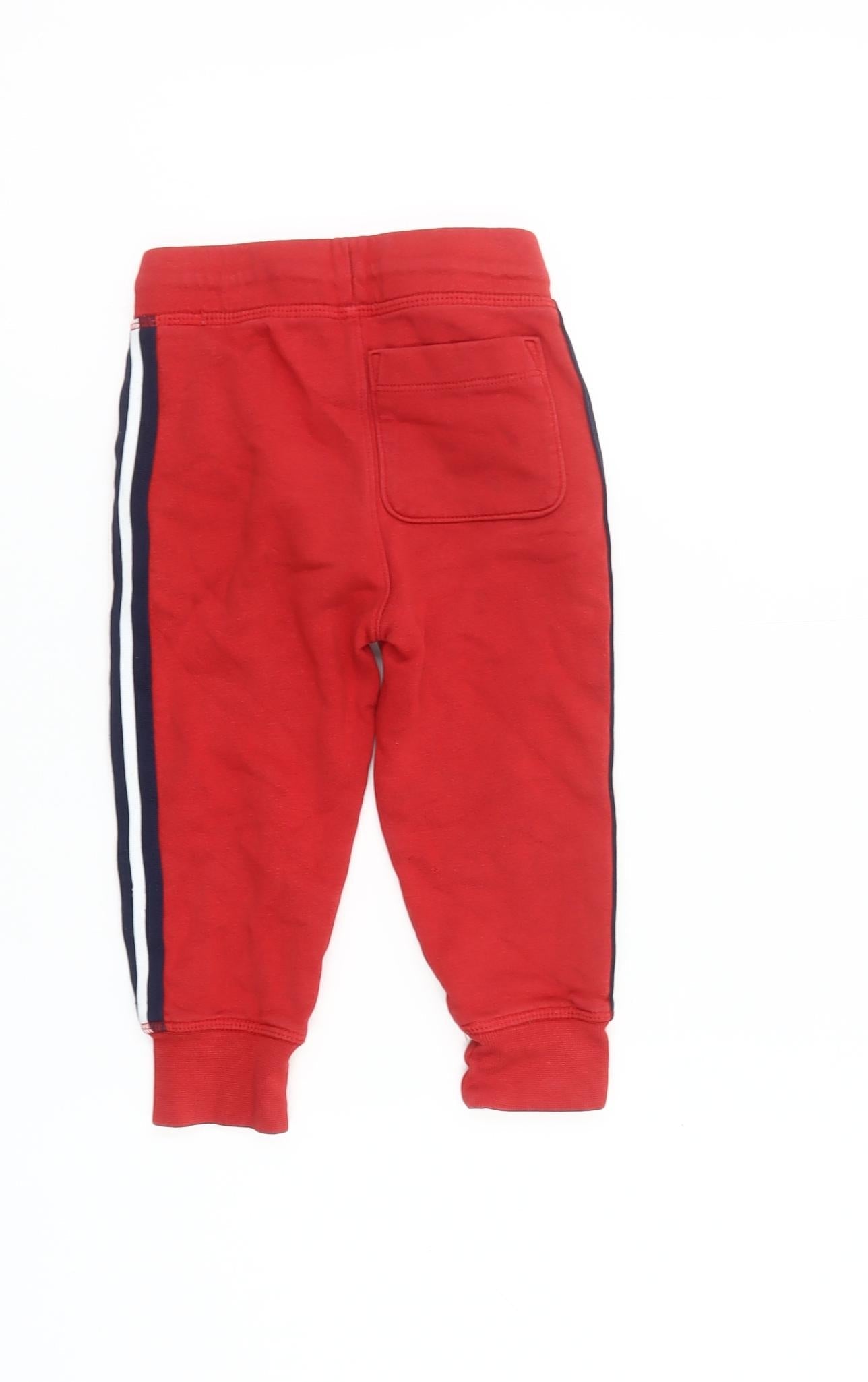 GAP Boys Red Jogger Sweatpants 2 Years Elastic Waist Side Stripe