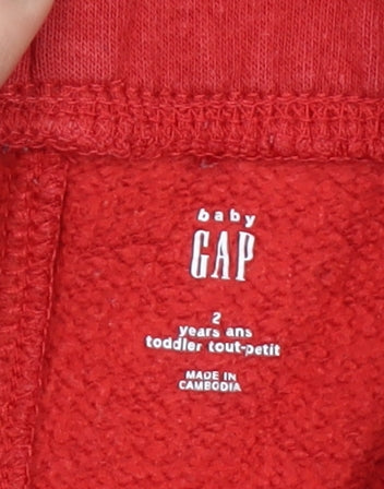GAP Boys Red Jogger Sweatpants 2 Years Elastic Waist Side Stripe