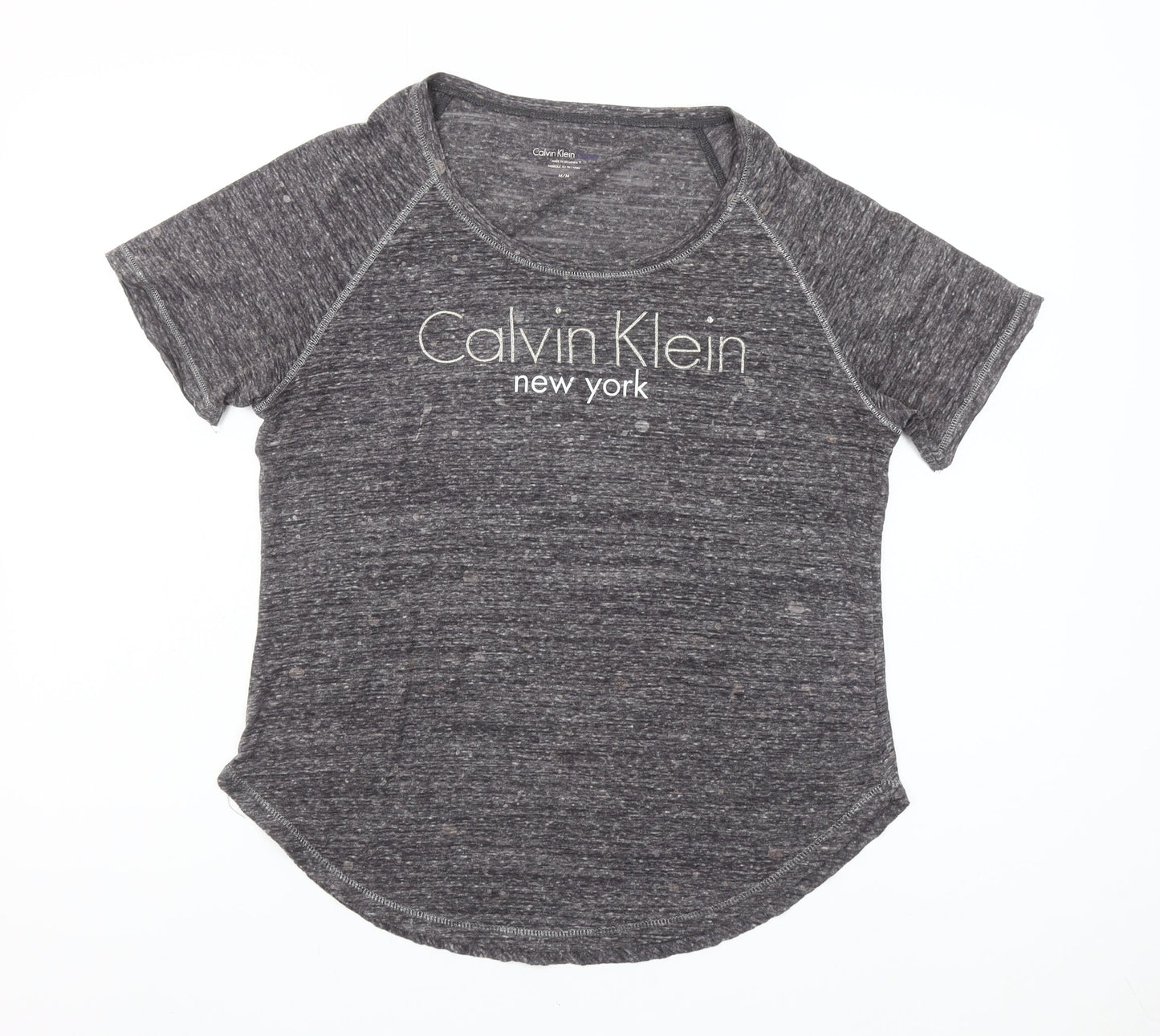 Calvin Klein Women’s Grey Logo Raglan Short Sleeve T-Shirt Size M