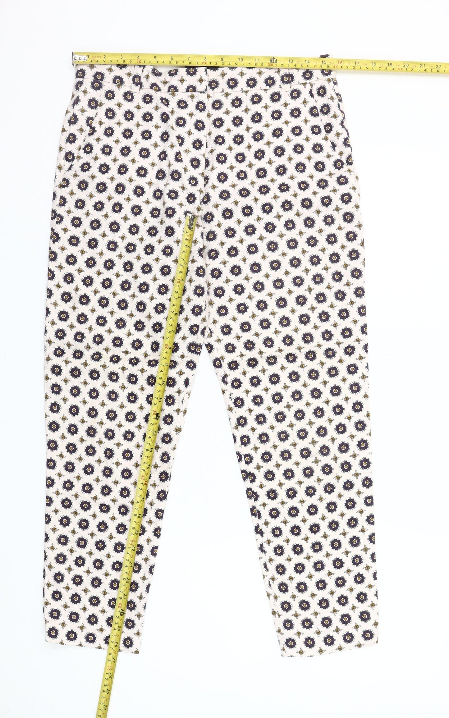 River Island Womens Multicoloured Geometric Cropped Slim Trousers Size 10