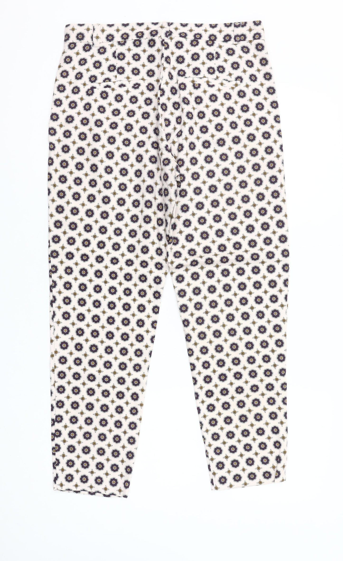 River Island Womens Multicoloured Geometric Cropped Slim Trousers Size 10