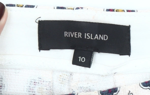 River Island Womens Multicoloured Geometric Cropped Slim Trousers Size 10