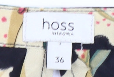 Hoss Intropia Women's Black Silk Floral Knee Length Shift Dress Size 8