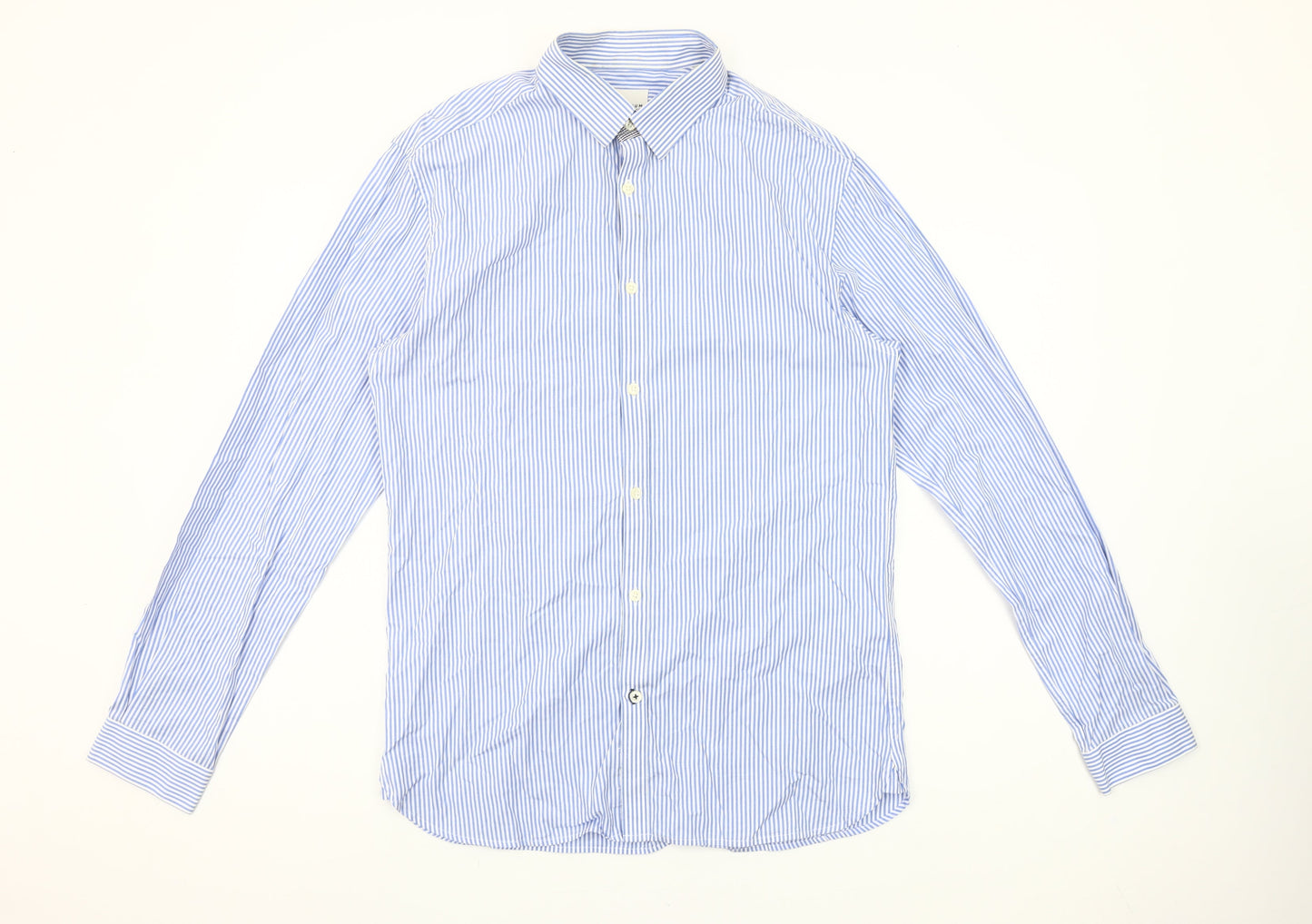 Jack & Jones Premium Men's Blue Striped Button-Up Shirt L