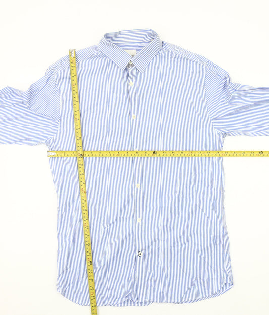 Jack & Jones Premium Men's Blue Striped Button-Up Shirt L