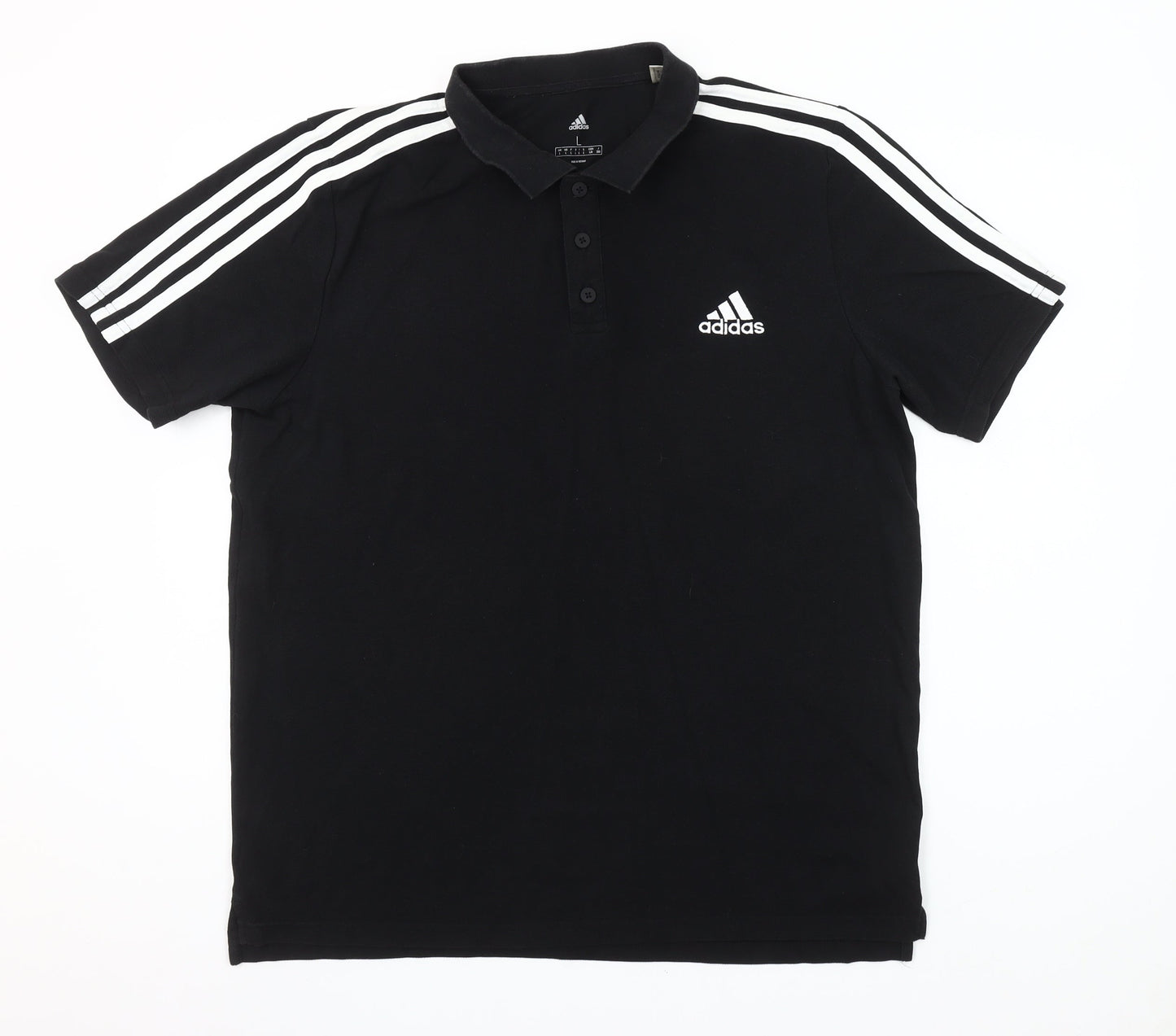Adidas Men’s Black Polo Shirt Size L Short Sleeve Sports Cotton Blend