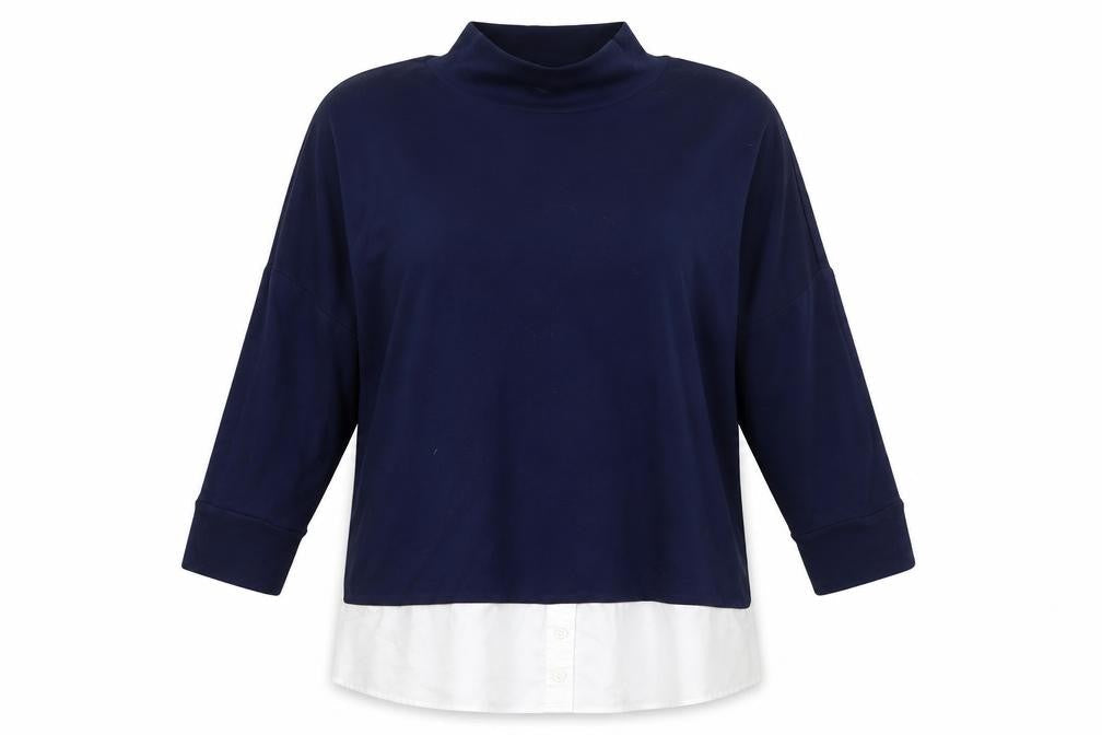 French Connection Women’s Blue White Colourblock Tunic Blouse Size S