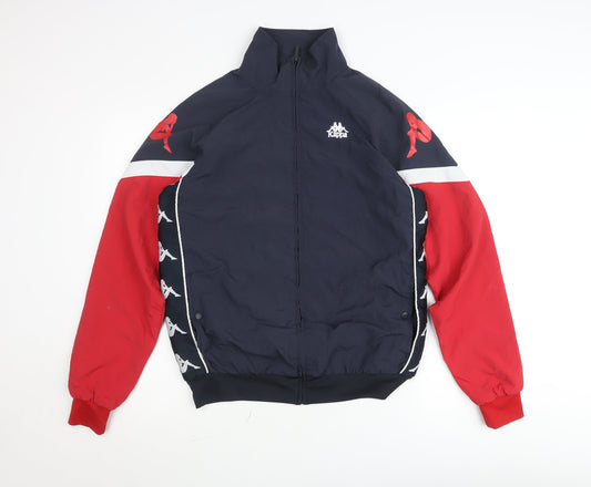 Kappa Mens Blue Red Full Zip Retro Bomber Jacket Size M