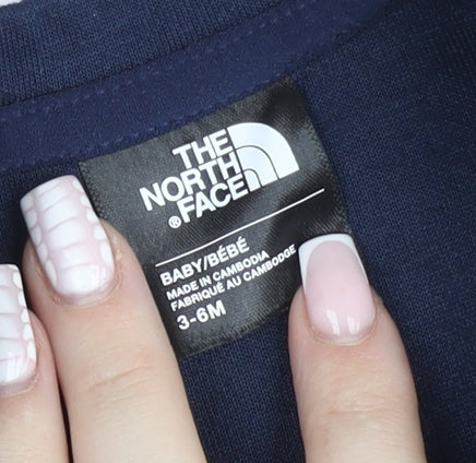 The North Face Blue Baby Pullover Jumper 3-6 Months Unisex Cotton Blend