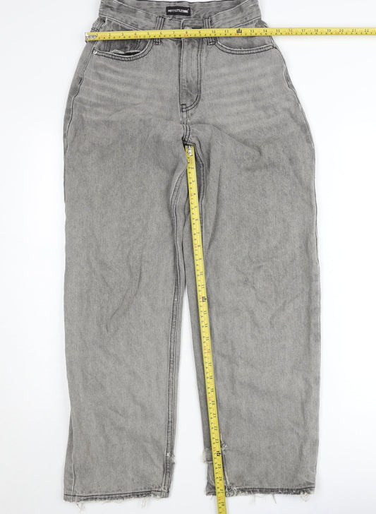 PrettyLittleThing Womens Grey High Rise Mom Jeans Size 4