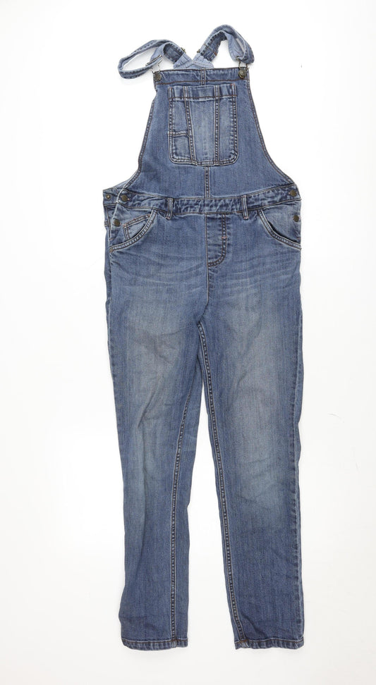 FatFace Women Blue Denim Dungaree Jumpsuit Size 12 Relaxed Fit
