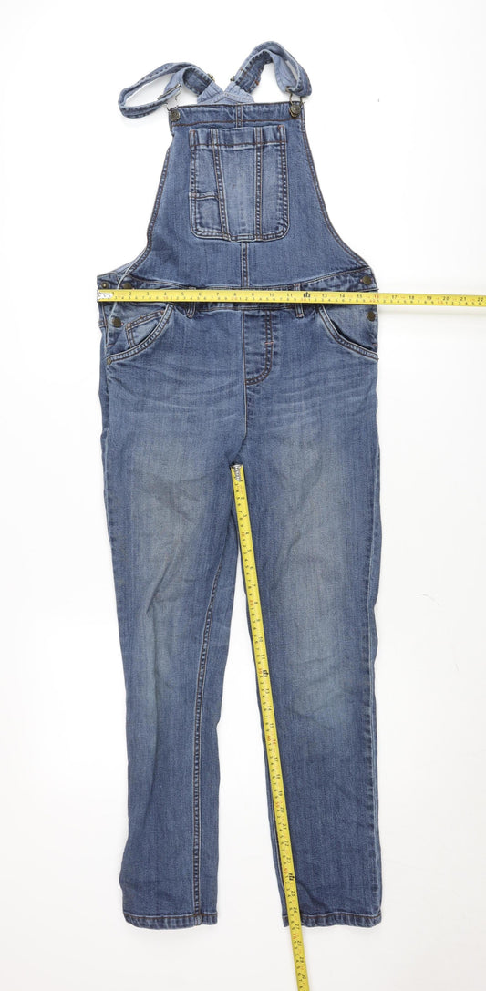 FatFace Women Blue Denim Dungaree Jumpsuit Size 12 Relaxed Fit
