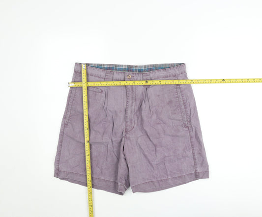 Marks and Spencer Men's Purple Chino Shorts 36in Cotton Pleated