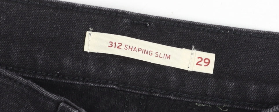 Levi's Womens Black 312 Shaping Slim Jeans Size 12 Regular Denim