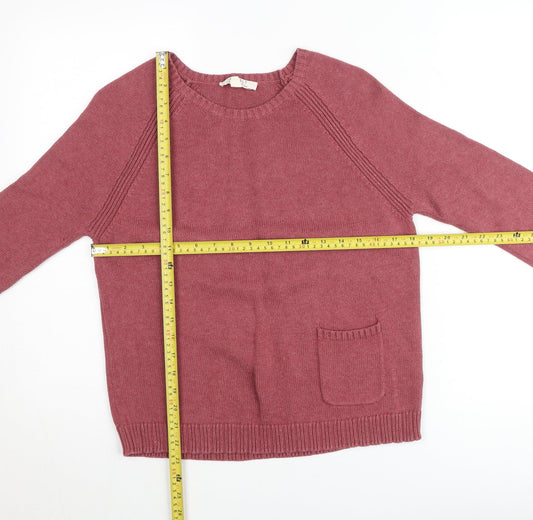 Seasalt Women Pink Organic Cotton Crew Neck Jumper UK 10