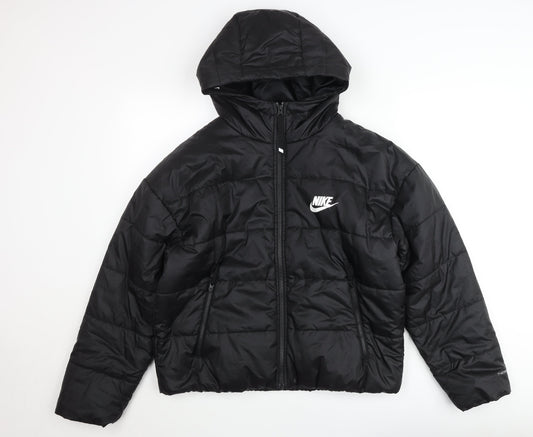 Nike Womens Black Therma-Fit Hooded Puffer Jacket M