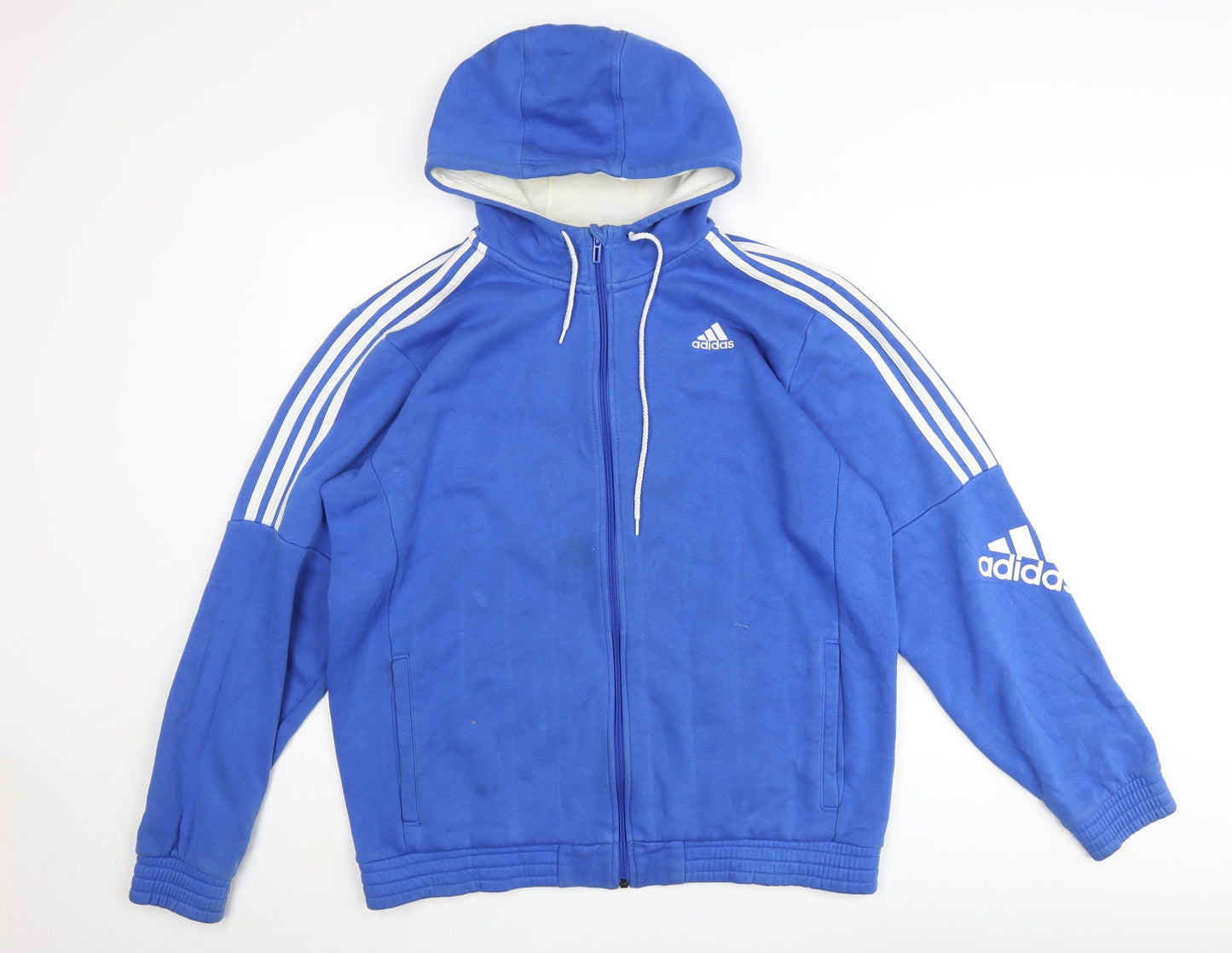 Adidas Men's Blue Full Zip Hooded Basic Jacket Size L