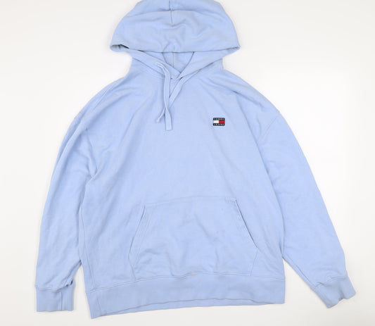 Tommy Jeans Women’s Light Blue XL Pullover Hoodie Cotton Logo Casual