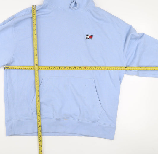 Tommy Jeans Women’s Light Blue XL Pullover Hoodie Cotton Logo Casual