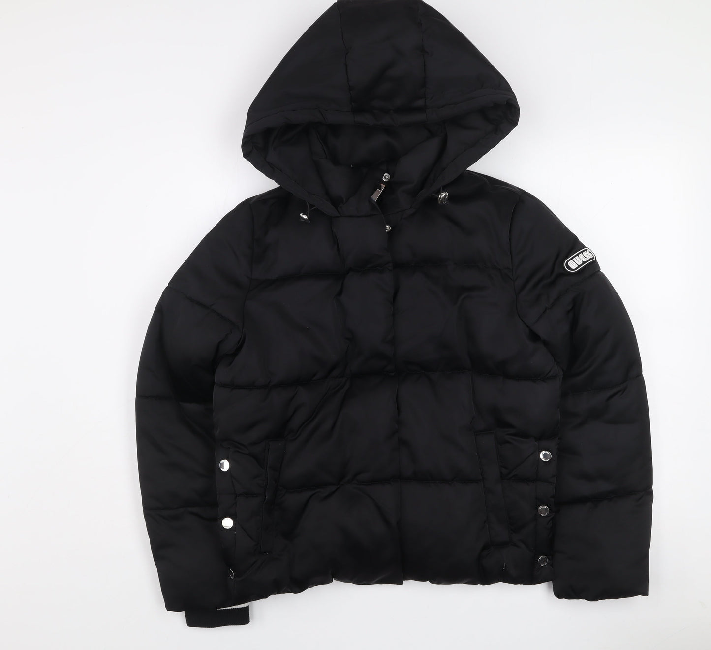 Guess Women's Black Hooded Puffer Jacket Size S Casual Winter Coat